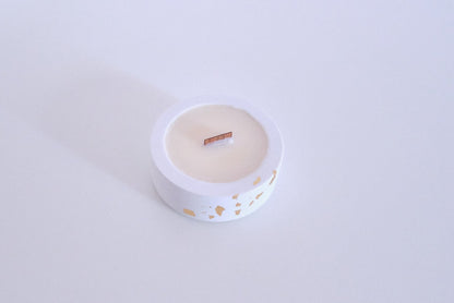 Candela ricaricabile Alba - Foglie oro/argento