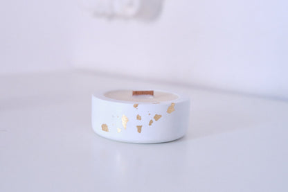 Candela ricaricabile Alba - Foglie oro/argento